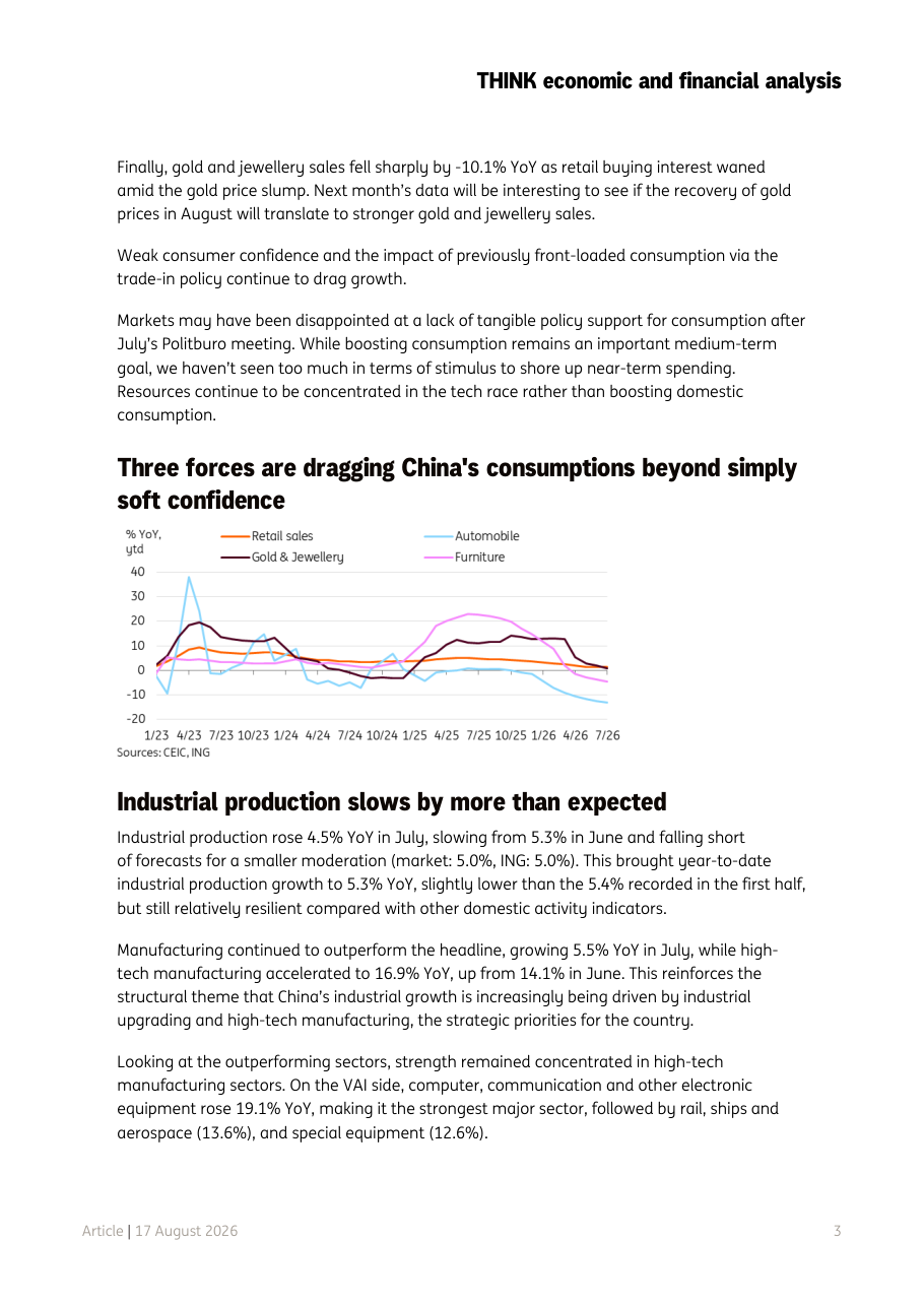 Three forces are dragging China's consumptions beyond simply soft confidence
