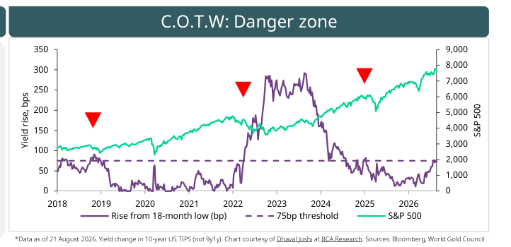 C.O.T.W.: Danger zone – Rendimento reale decennale e S&P 500