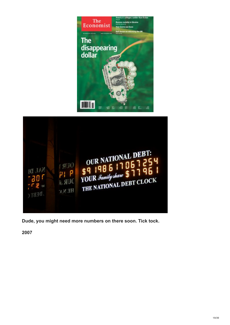 Copertine The Economist e National Debt Clock 2007-2008