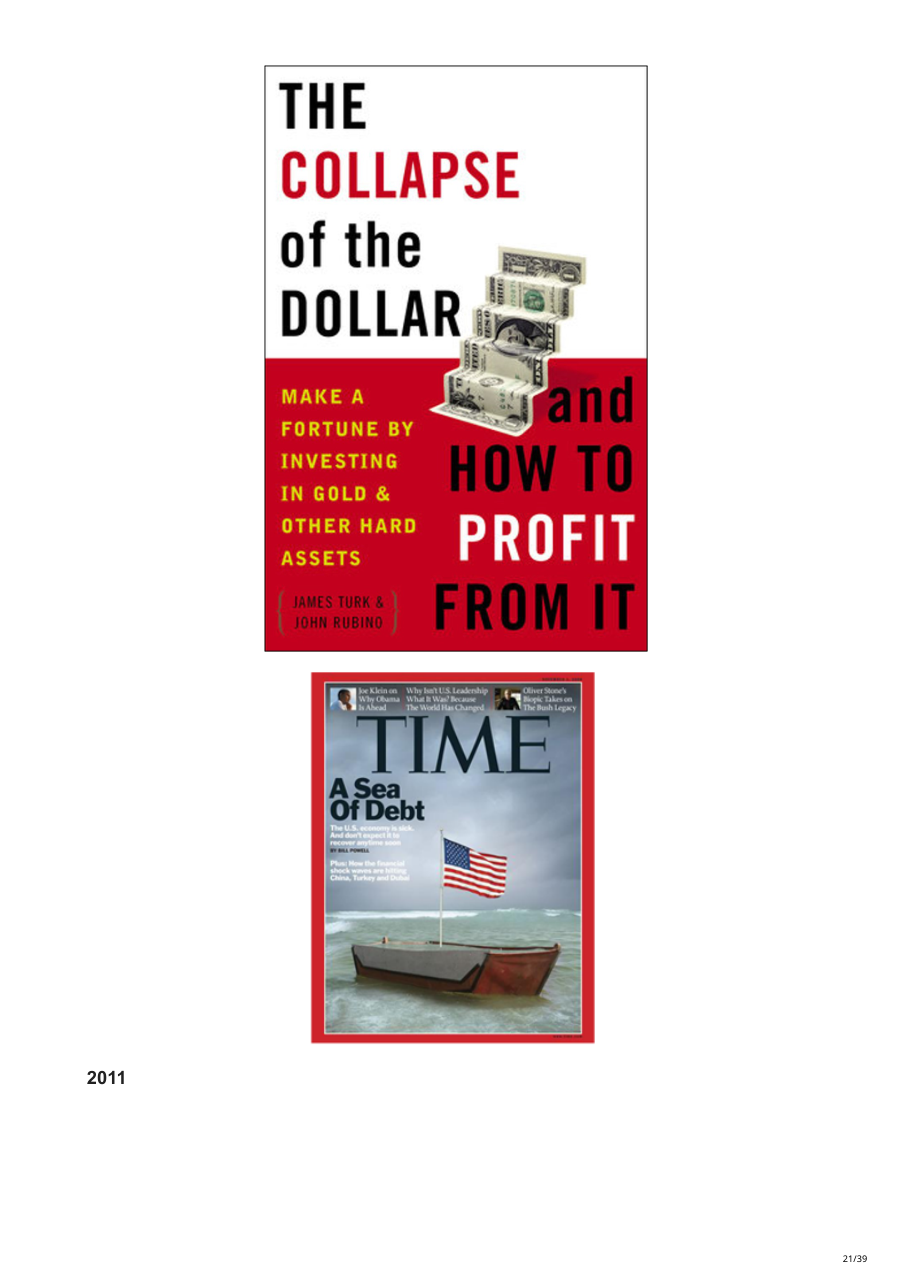 Libri catastrofisti e copertina TIME 'A Sea of Debt' 2008-2011