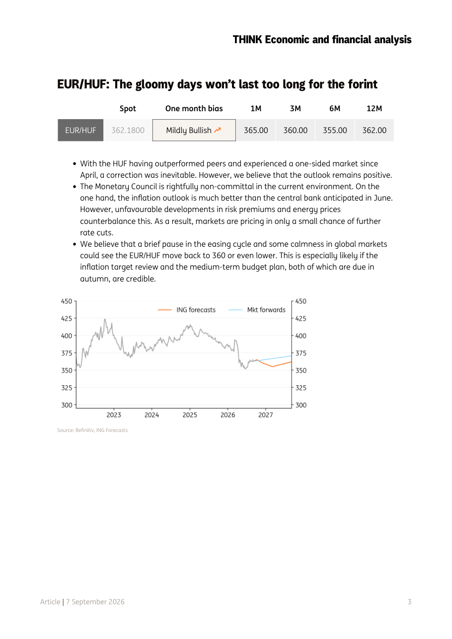 EUR/HUF: andamento storico e previsioni ING