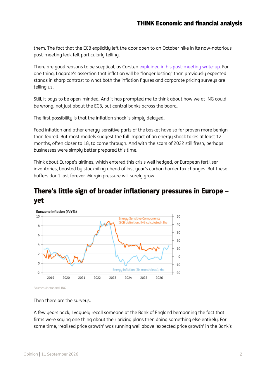 Eurozone inflation (YoY%) - There's little sign of broader inflationary pressures in Europe, yet